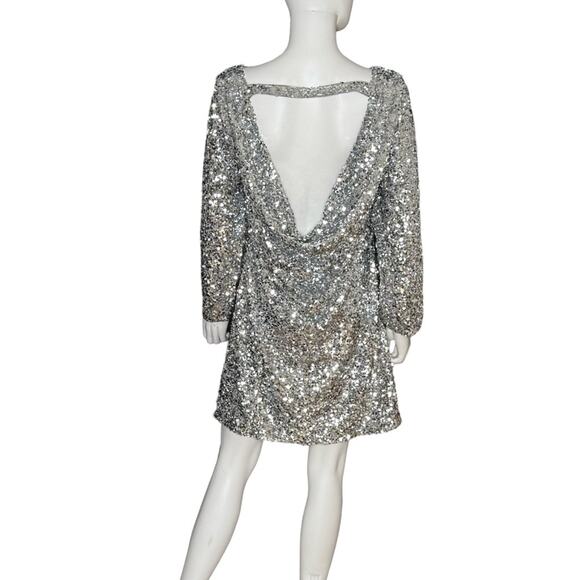 Sachin & Babi Cameron Sequin Dress In Silver Women’s Sz 10 NWT - Picture 4 of 7